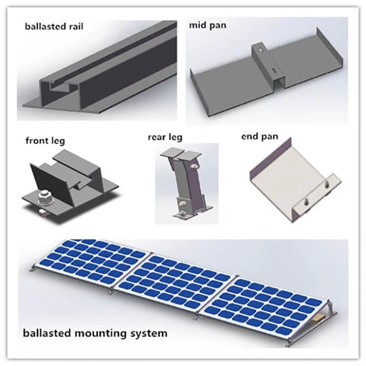 Home Roof Ballasted Bracket Solar Panel Mount Solar Power Systems Pv Rack